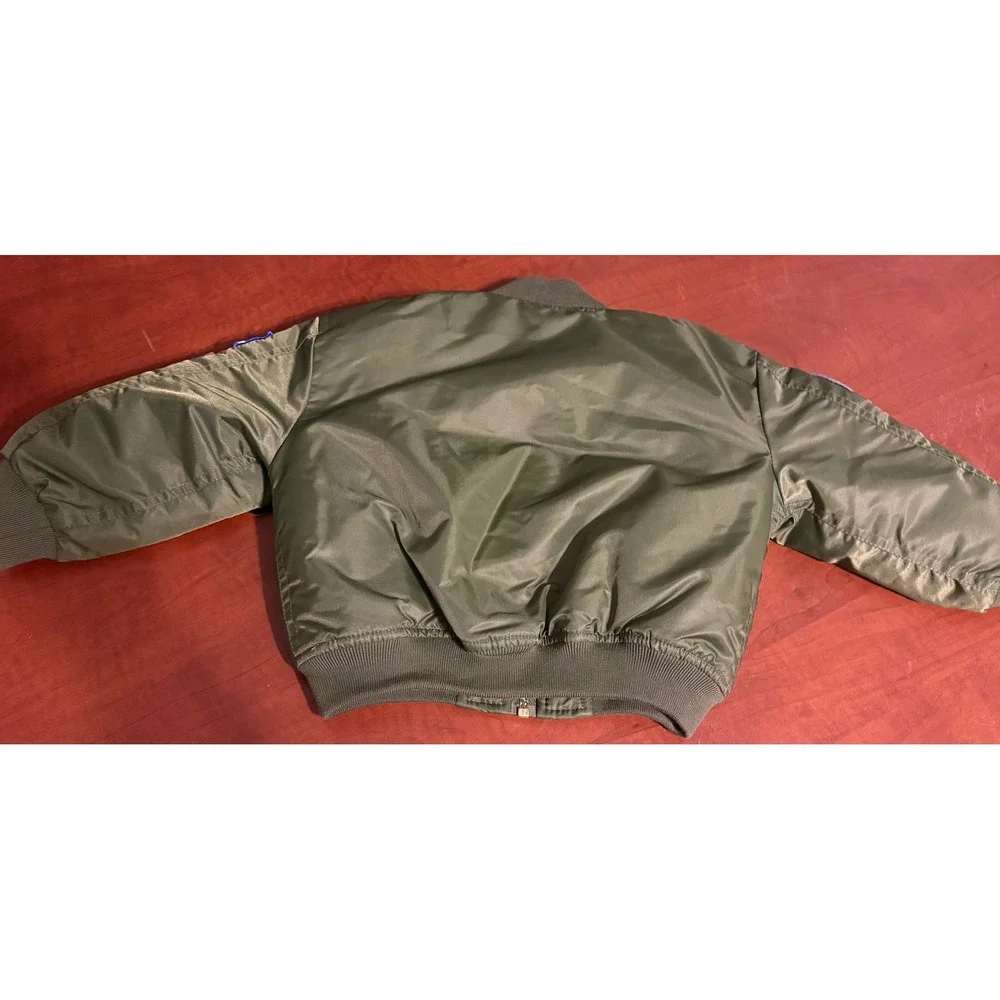 Boeing Kids Authentic Flight Jacket MA-1 Bomber Olive Green Patches 2T S
